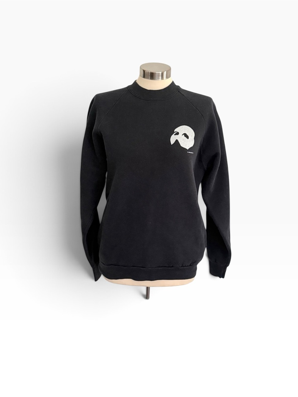 Vintage 1986 Phantom of the Opera Black Raglan Sweatshirt Front + Back Graphics